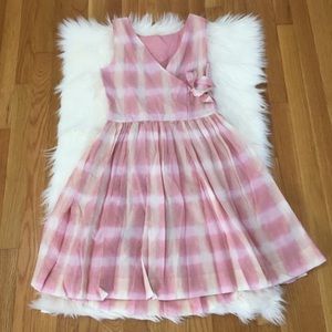 Marc Jacobs Blurred Plaid Gingham Tie Back Dress